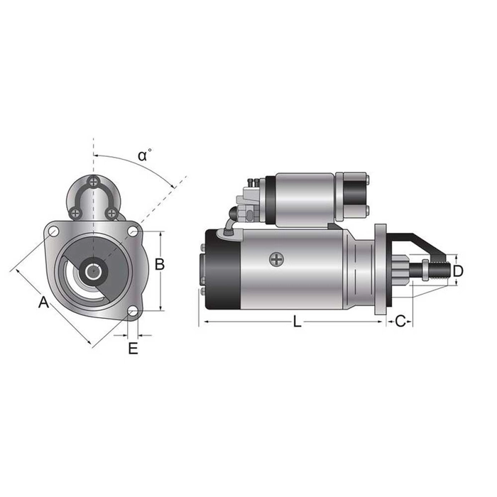 Starter - 12V, 3Kilowatt, Gir redusert (Mahle)