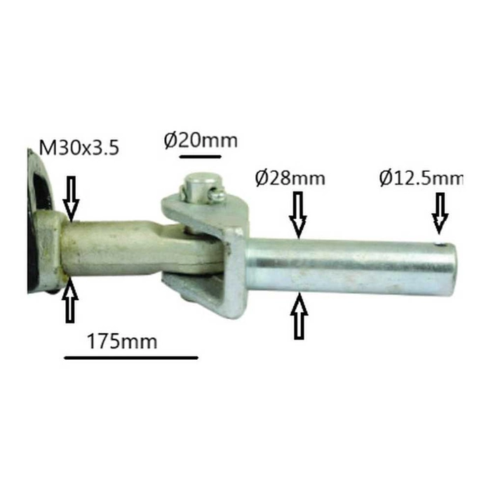Automatisk stabiliseringsstag - Kule Ø19mm - Pin Ø28mm - Minimum lengde: 430mm - M30 x 3.50