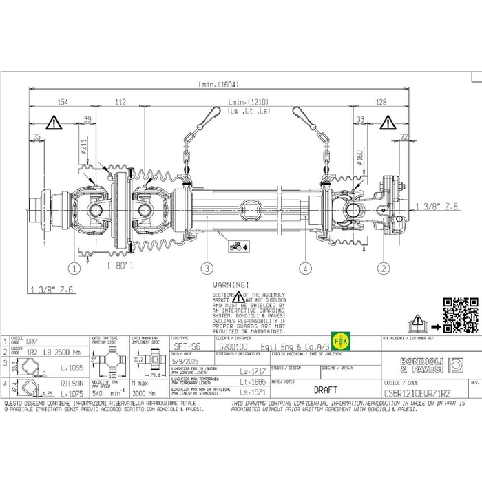 SFT S6, PTO VV drivaksling, med brytebolt