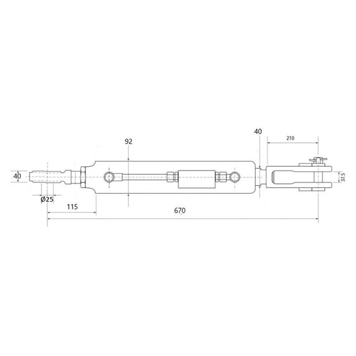 Hydraulisk justering av løftestag til trekkstenger (Levert med: -) - Kule Ø 25mm - Gaffel Hull Ø: 29