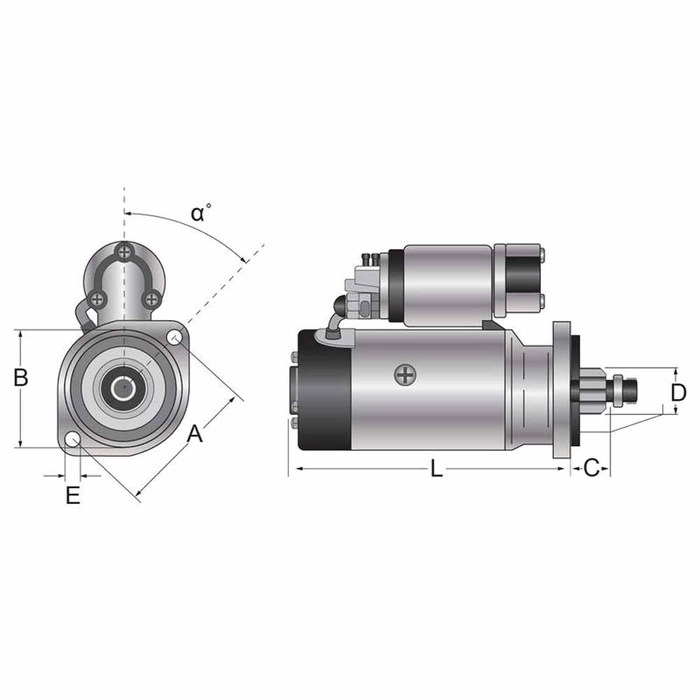Startermotorer - 12V, 3.2Kilowatt 