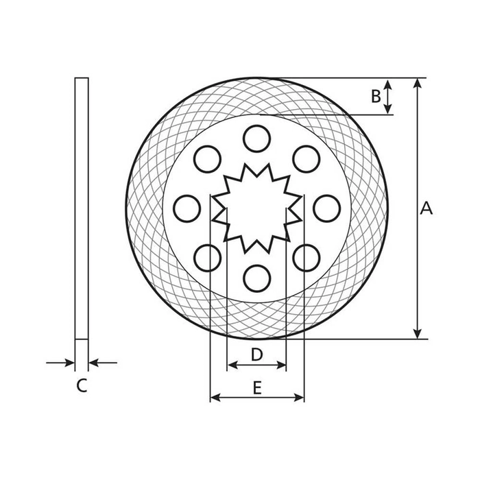 Bremseskive m/friksjonsbelegg. Ytre Ø: 223.5mm