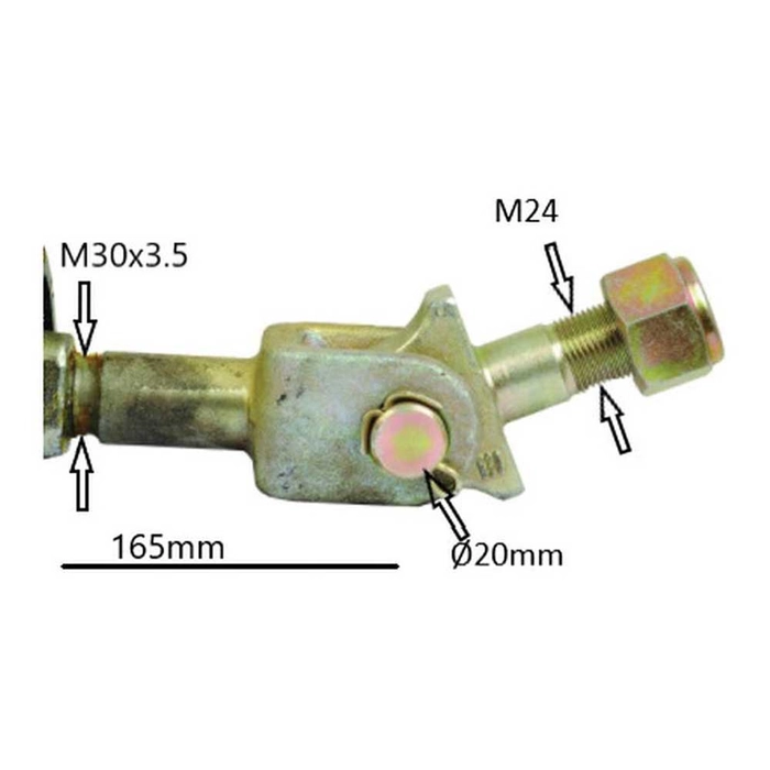Automatisk stabiliseringsstag - Kule Ø25.4mm - Thread Ø24mm - Minimum lengde: 448mm - M30 x 3.50
