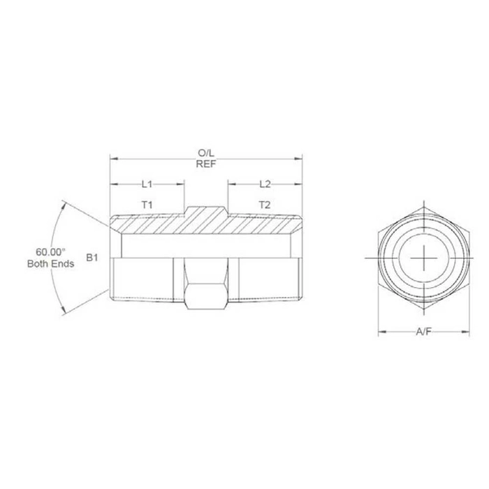 Hydraulisk adapter 1/2″ NPTF Hann x 1/2″ NPTF Hann