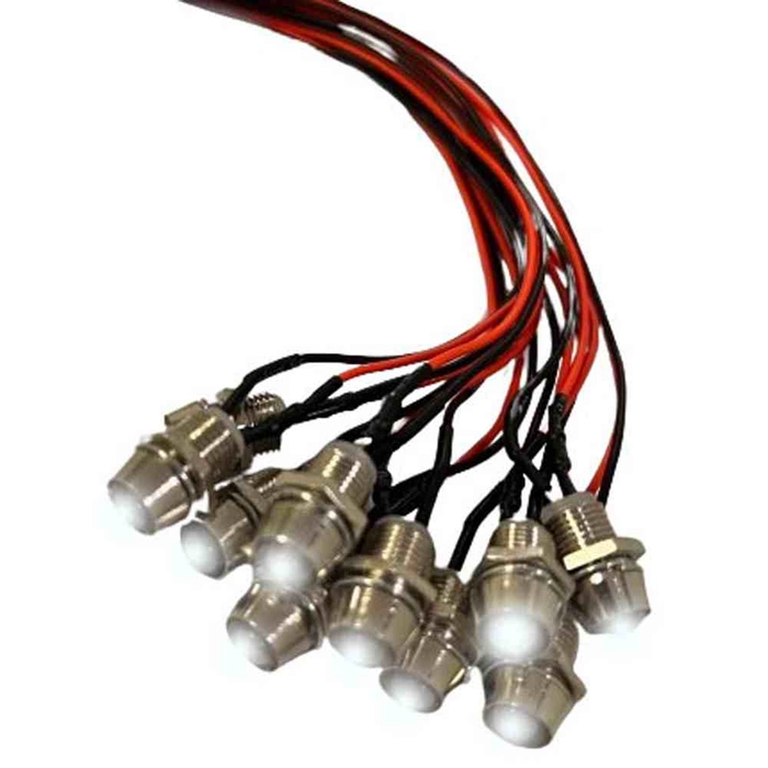 Hvit lysdiode 10 pak med holder 12v