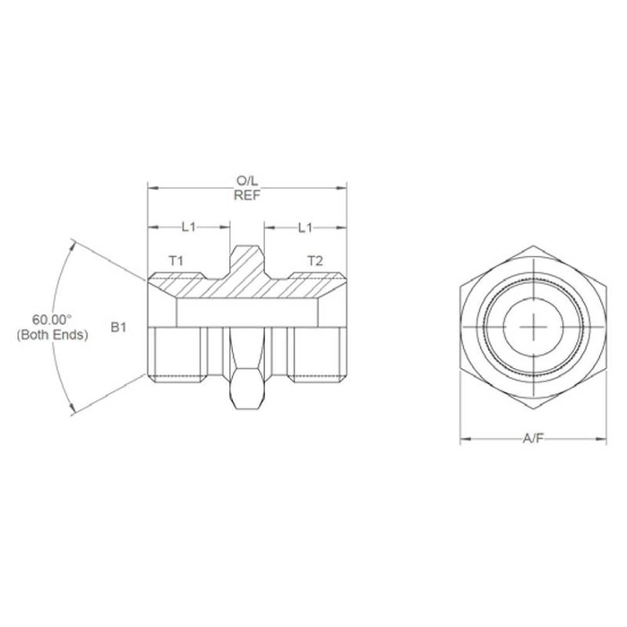 Hydraulisk adapter 1″ BSP Hann x 1″ BSP Hann