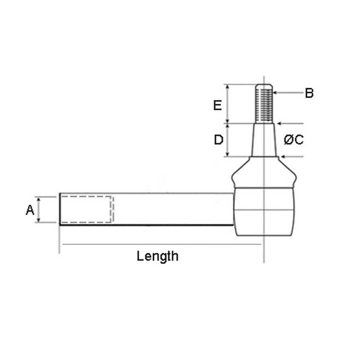 Styrestag med kule, Lengde: 215mm