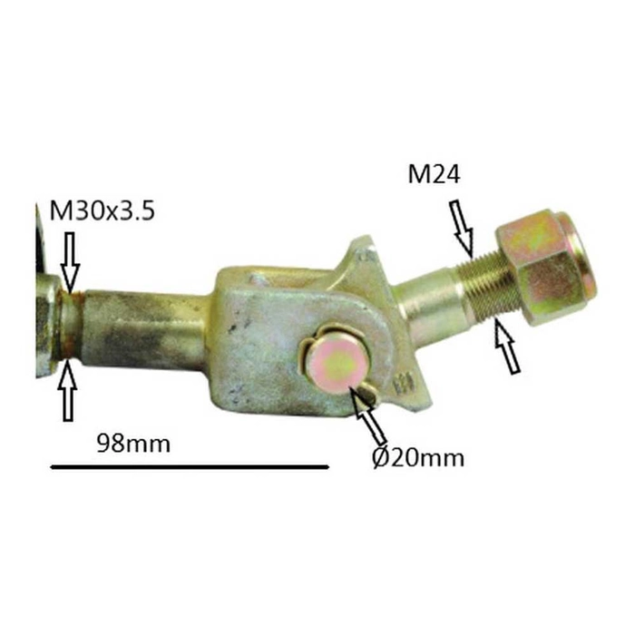 Automatisk stabiliseringsstag - Kule Ø19mm - Thread Ø24mm - Minimum lengde: 385mm - M30 x 3.50