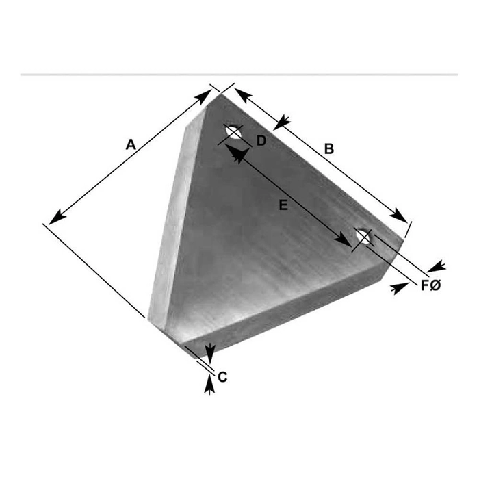 Knivseksjon - tagget overside - 83x76x2.75mm - Hull Ø: 5.5mm - Hullsentre 52mm - Erstatning forNew H