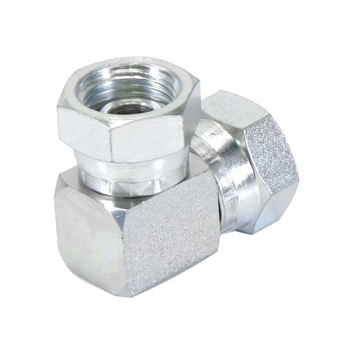 Hydraulisk adapter 1/2″ BSP Svingbar hunn x 1/2″ BSP Svingbar hunn 90° Kompakt Albue