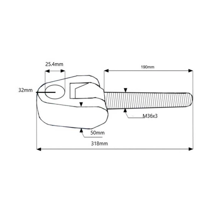 Gjenget toppstagdel -  Kategori2 (Ø25mm) -  Gjengestørrelse: M36 x 3.00 - V