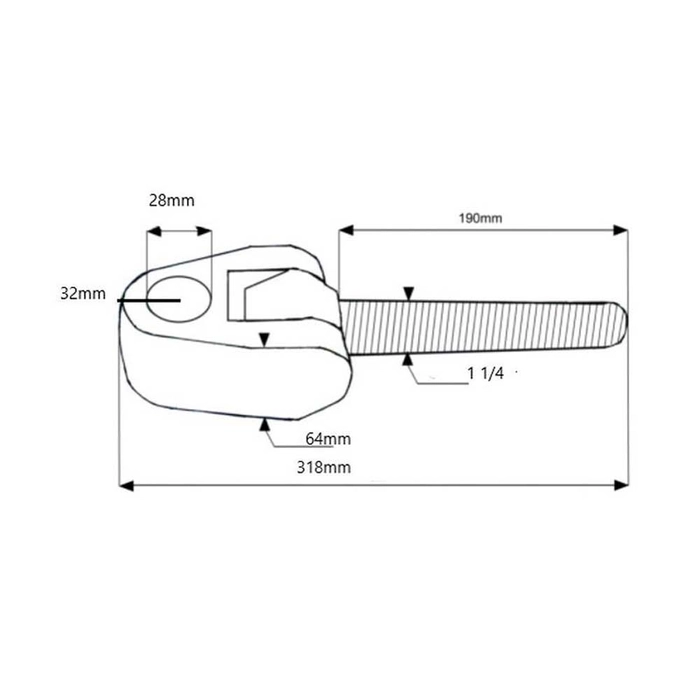 Gjenget toppstagdel -  Kategori28mm -  Gjengestørrelse: 1-1/4 - H