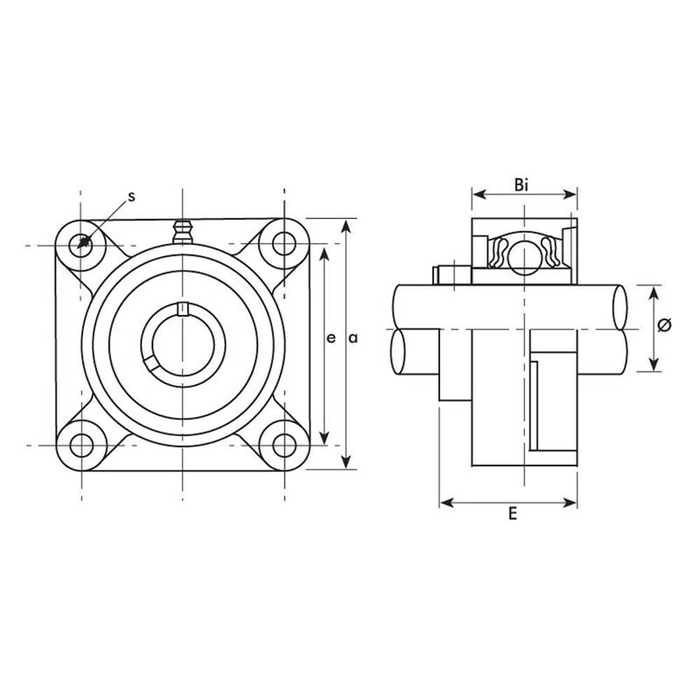 4-hulls flensenhet m/lager (UCF204)