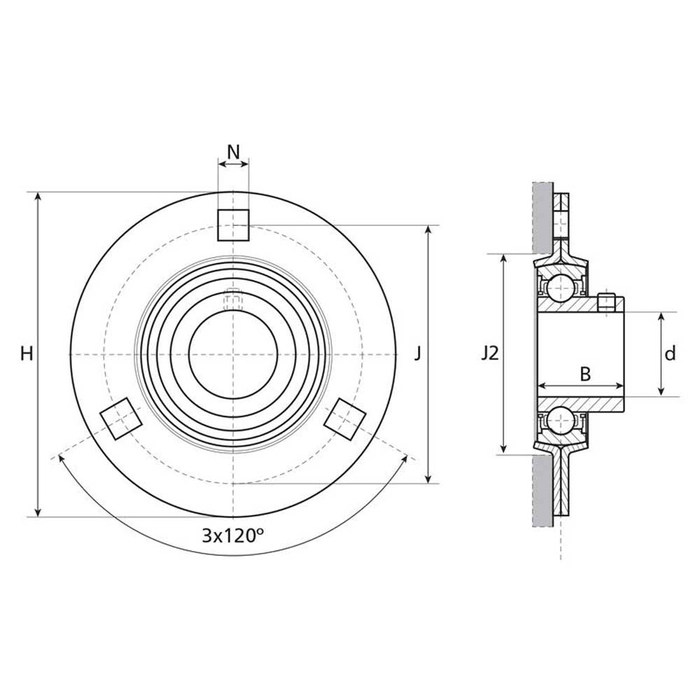 3-bolts flensenhet (USPF204)