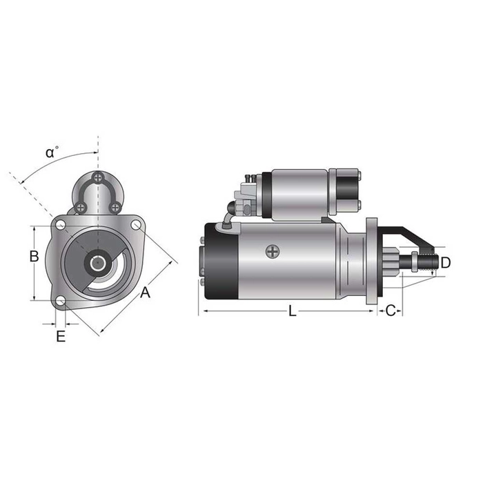Dynamo - 12V, 3.2Kilowatt, Gir redusert (Mahle)