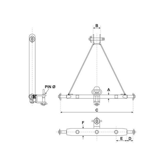 3-pkt.feste med kuledrag og boltefeste (Kategori 2 (Ø28mm)) Antall hull: 9, 932mm