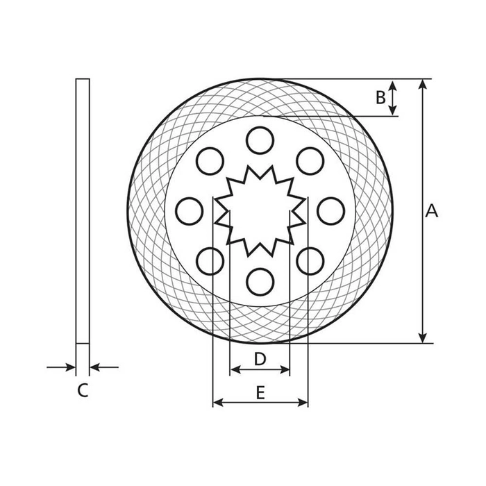 Bremseskive m/friksjonsbelegg. Ytre Ø: 178mm