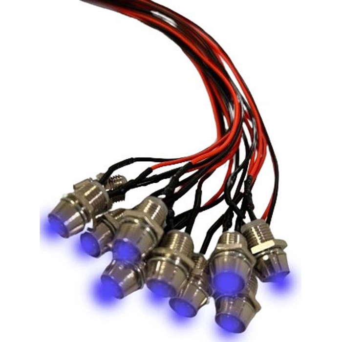 Blå lysdiode 10pak med holder, 24v