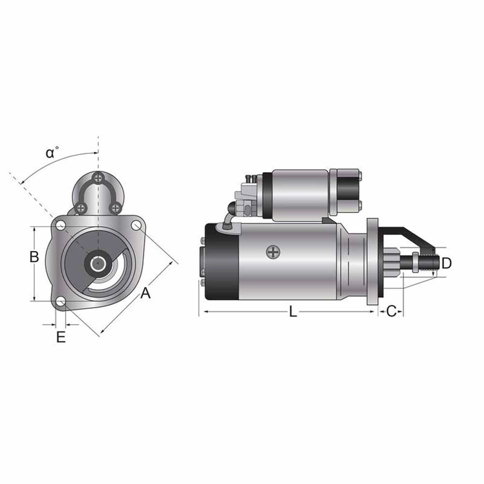 Starter - 12V, 4Kilowatt, Gir redusert (Mahle)