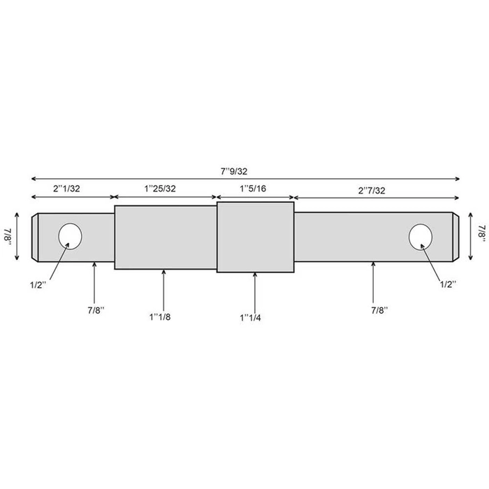 Redskapsbolt for trekkarm, dobbel 22-28-32x185mm, Gjengestørrelse  
