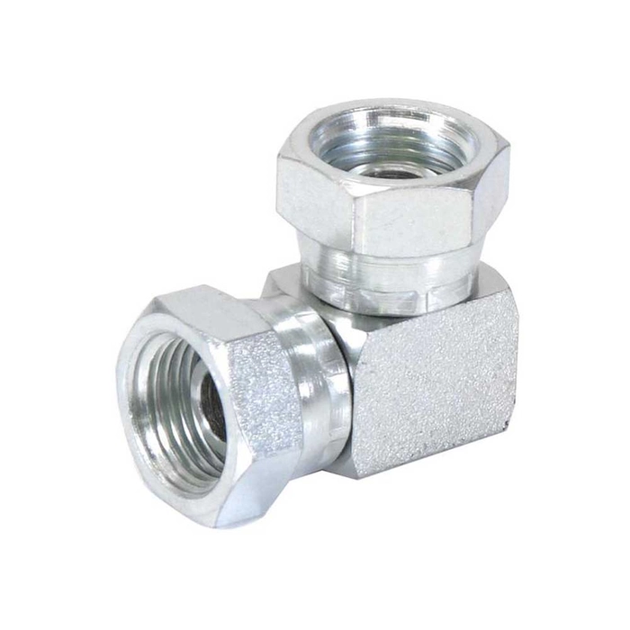 Hydraulisk adapter 1/2″ BSP Svingbar hunn x 1/2″ BSP Svingbar hunn 90° Kompakt Albue