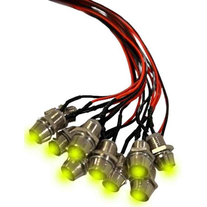 Gul lysdiode 10 pak med holder 12v