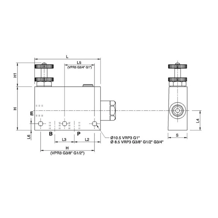 MARCHESINI 3-veis justerbar strømningskontrollventil 3/4″ BSP (120 l/min Strømningshastighet) Oversk