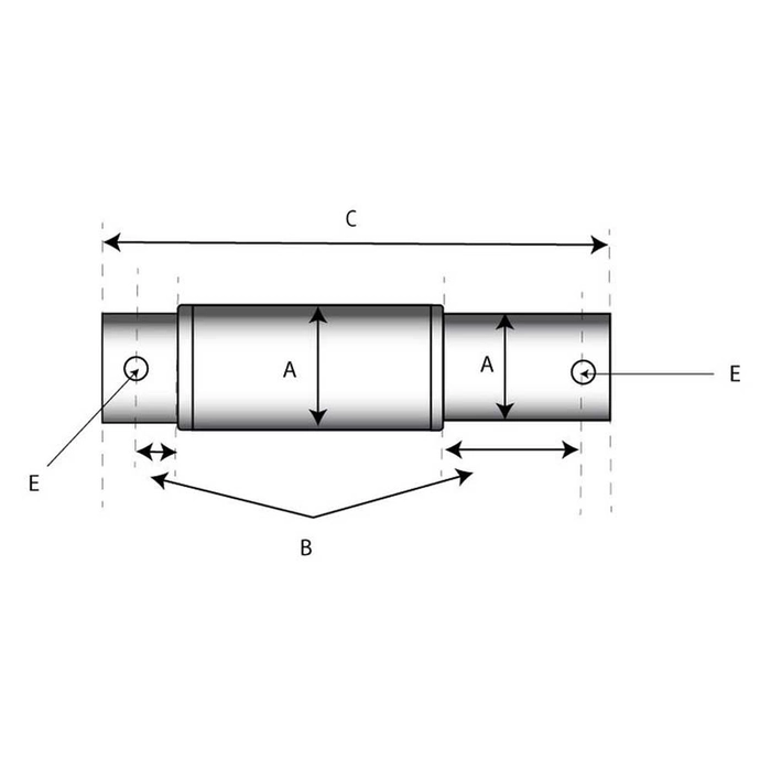Redskapsbolt for trekkarm, dobbel 22-28-32x185mm, Gjengestørrelse  